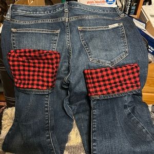 Eddie Bauer ladies Boyfriend flannel lined blue jeans excellent condition